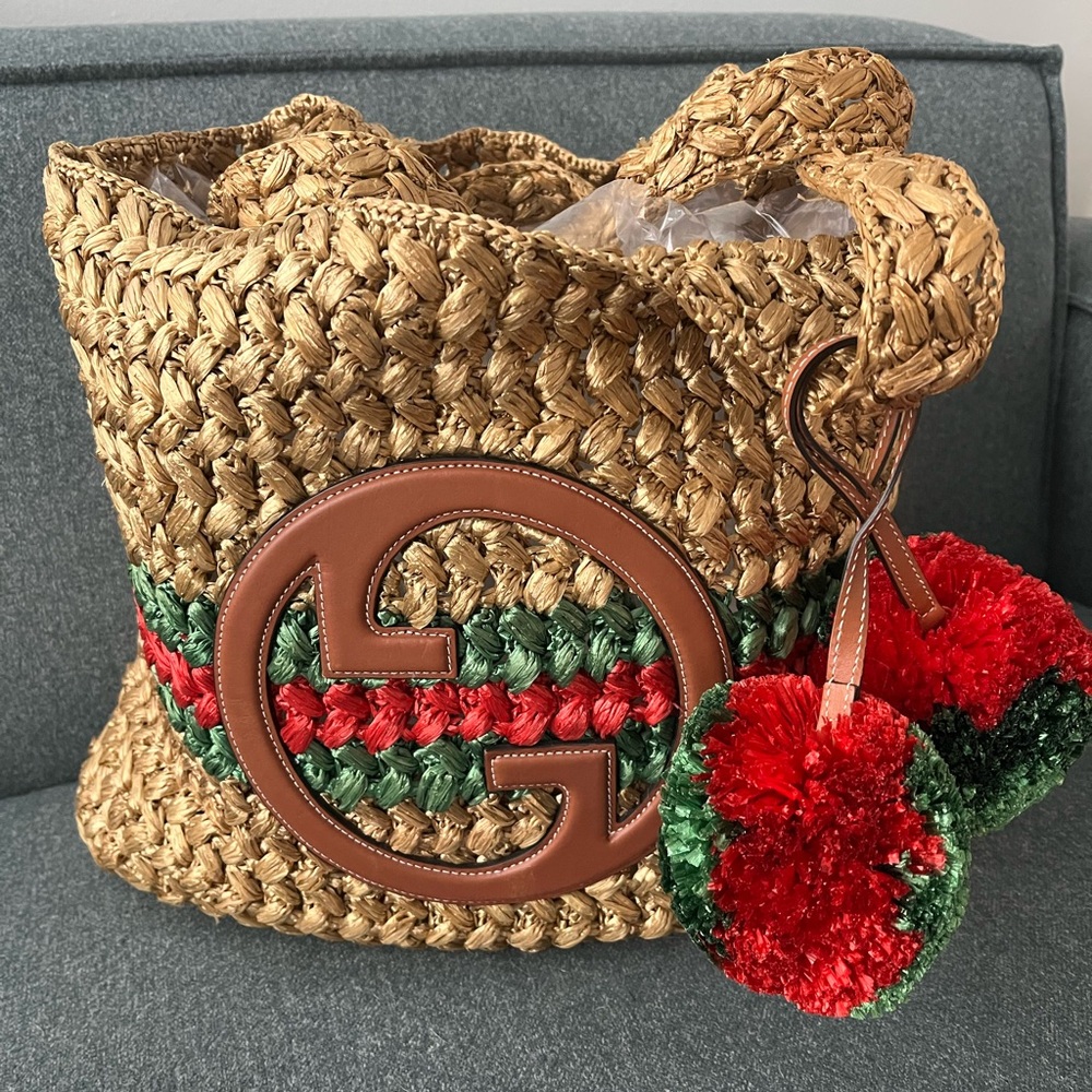 Gucci GG Raffia Blondie NM Tote + COA - Picture 13 of 16